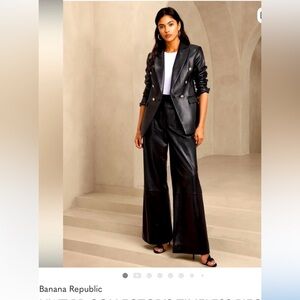 Banana Republic Black Lamb Skin Leather Blazer